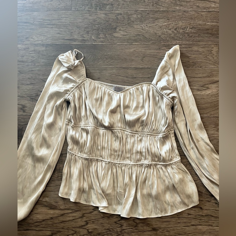 H&M Satin Ruched Peasant Top